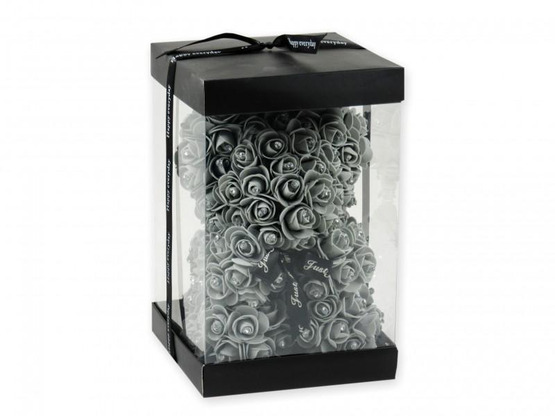 Virágmaci szürke strasszos díszdobozban 24cm