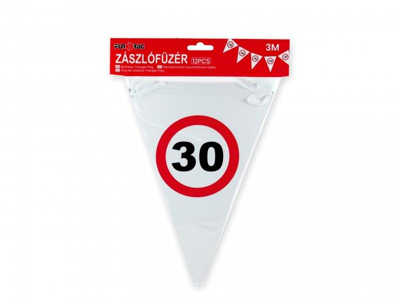 Zászlófüzér 30. évszámos 12db zászló 3m