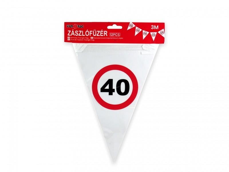 Zászlófüzér 40. évszámos 12db zászló 3m