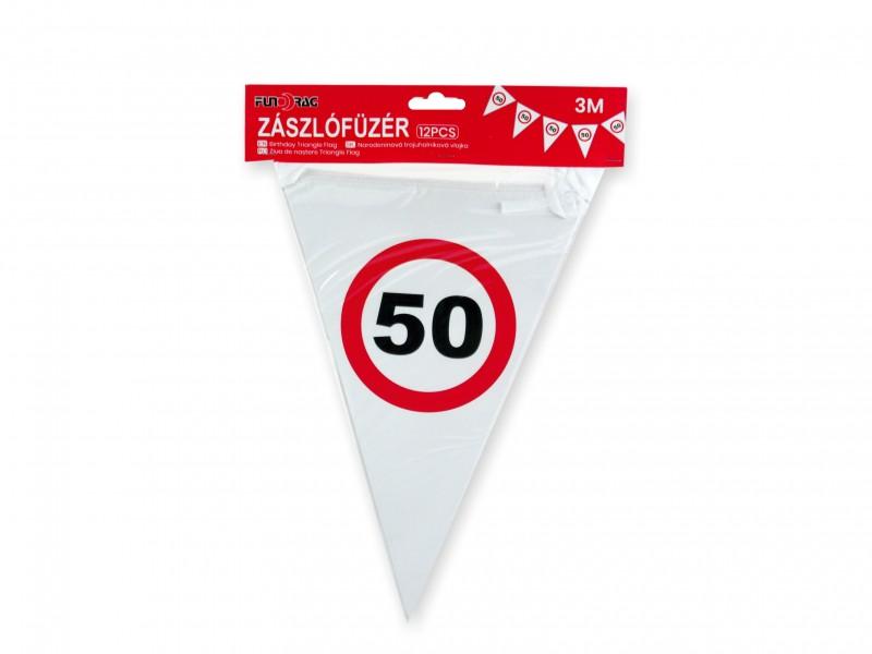 Zászlófüzér 50. évszámos 12db zászló 3m