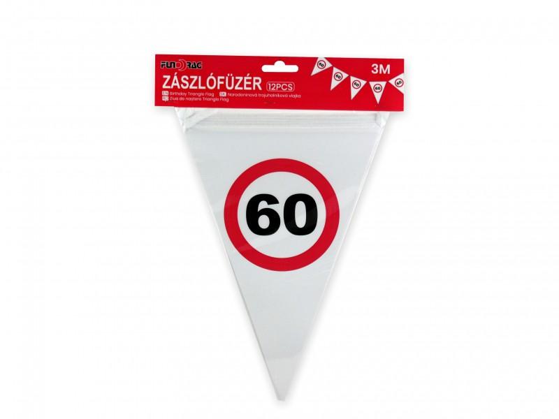 Zászlófüzér 60. évszámos 12db zászló 3m