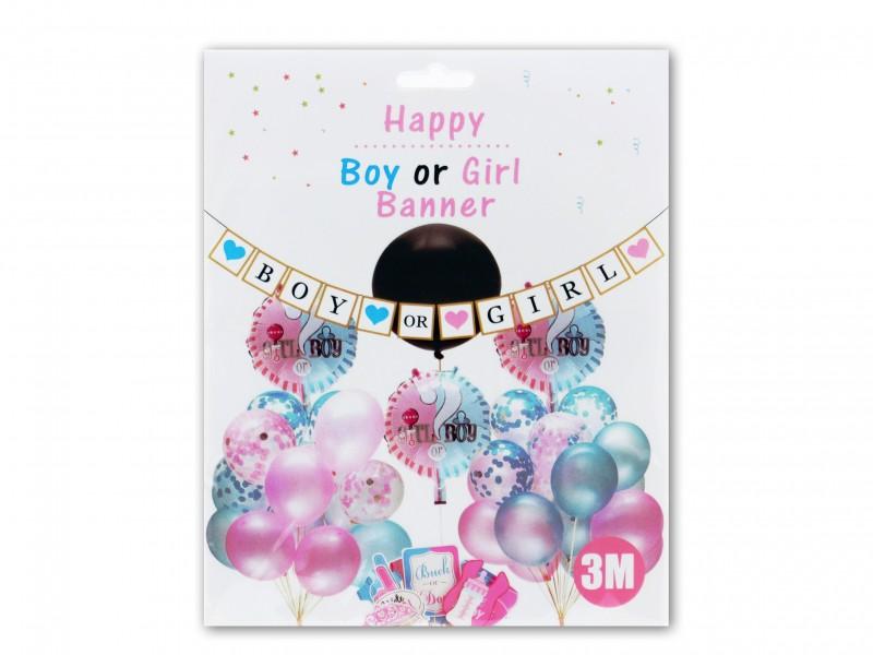 Zászlófüzér Boy or Girl 3m (12db 15cm-es zászló)