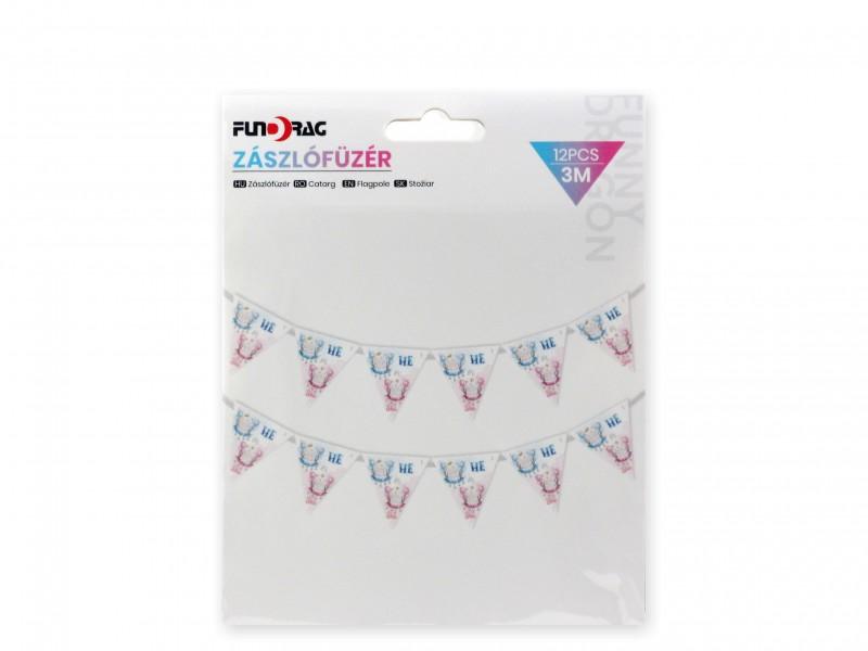 Zászlófüzér He or She 12db 16cm-es zászló 3m