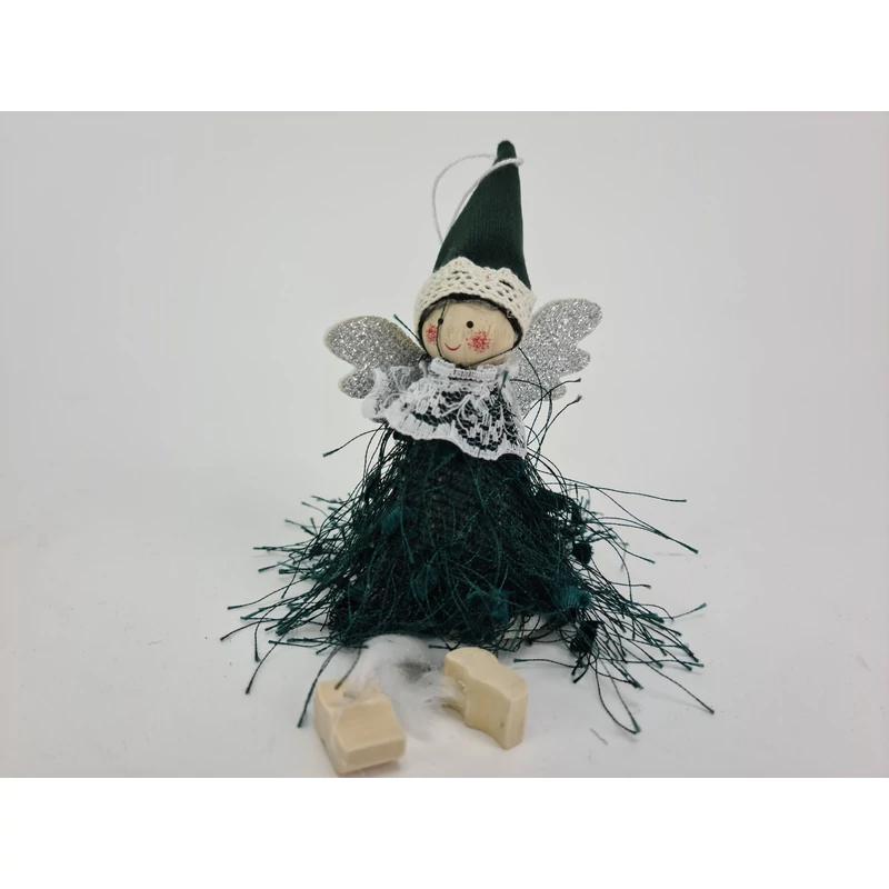 Zöld rojtos ruhás tündér figura