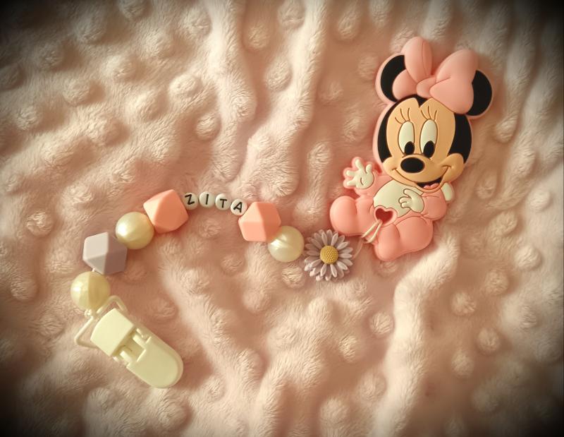 Egyedi névre szóló szilikon rágcsalánc - Disney Minnie