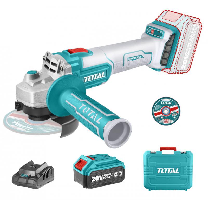 Akkus sarokcsiszoló 115mm/ 8500rpm/P20S INDUSTRIAL (SET Akkumulátor 1x4Ah, Charger, Töltő, Koffer) (TAGLI2011587)