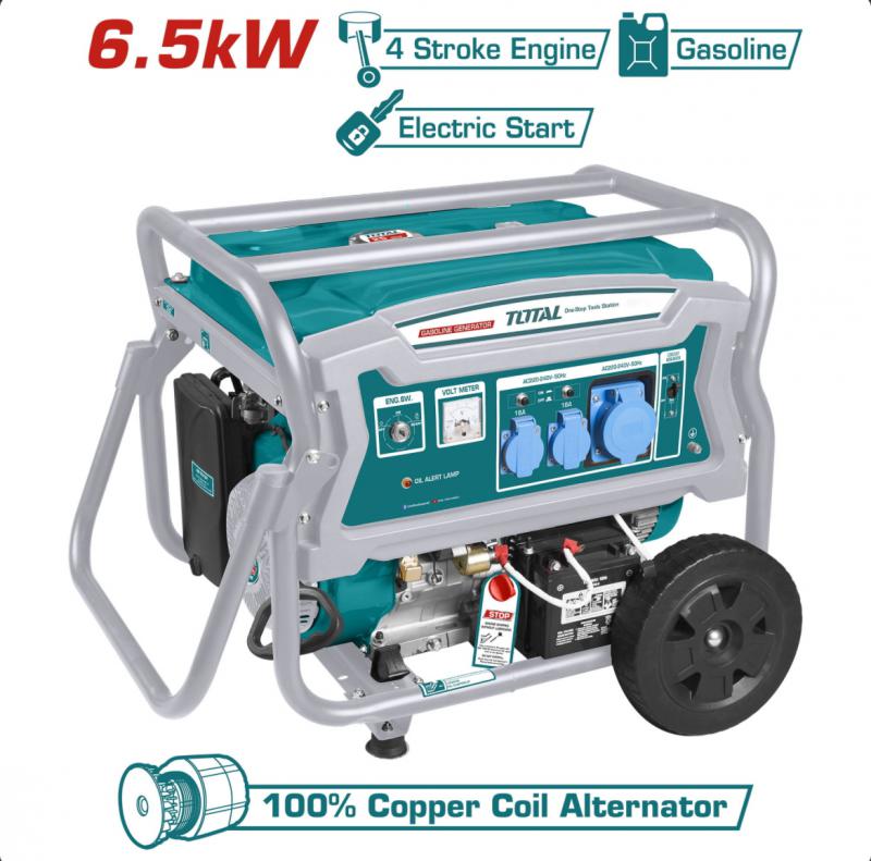 Benzines áramfejlesztő 6,5kW, 220V/25L/15hp/9hours/3000rpm / INDUSTRIAL (TP165006)