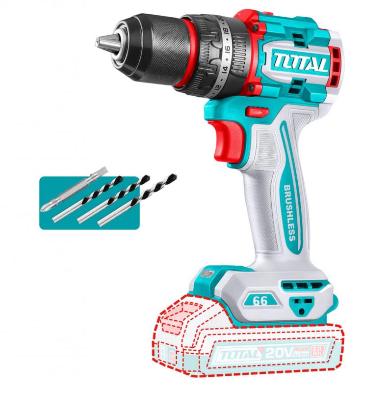 Kompakt kefe nélküli fúrógép 2000prm/66Nm/P20S/ INDUSTRIAL (Nincs akkumulátor) (TIDLI206681)