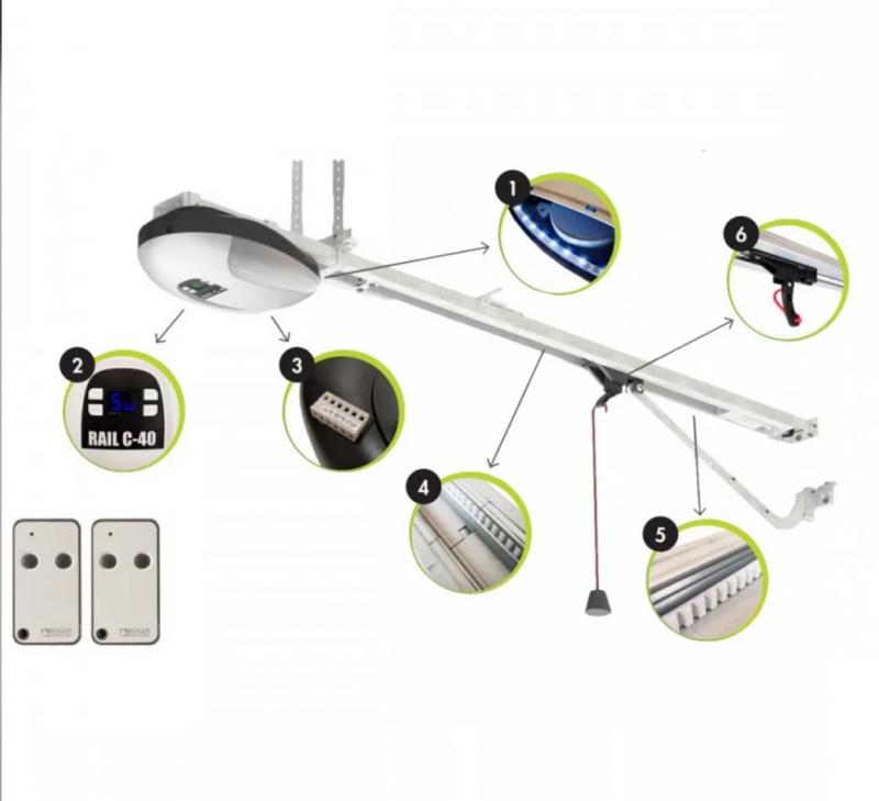 Roger KIT C40 MOX garázskapunyitó motor szett 3300 mm sínnel