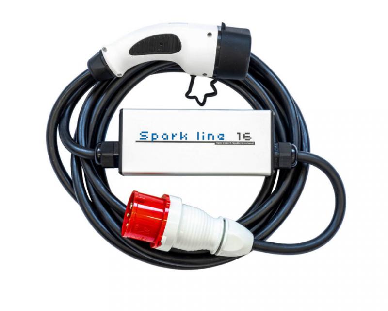 SPARK LINE 16 elektromos autó állítható otthoni töltő - (3x16A) 11kW - 10m Type2 kábellel