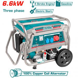 3 fázisú benzines áramfejlesztő 6,6 kW, 25L/15LE/9óra/3000rpm INDUSTRIAL (TP175006ET)