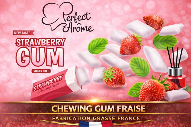 ( 392.-)   By Solub - Perfect - Chewing Gum Fraise  10ml