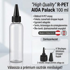 "High Quality" - R-PET AIDA átlátszó palack  - 100 ml