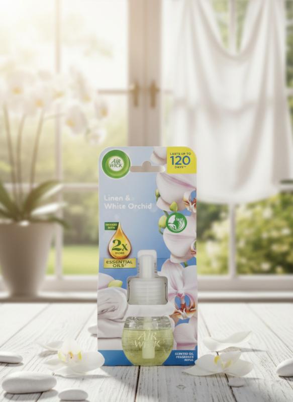 Air Wick Elektromos Légfrissítő Utántöltő –Linen & White Orchid 19 ml