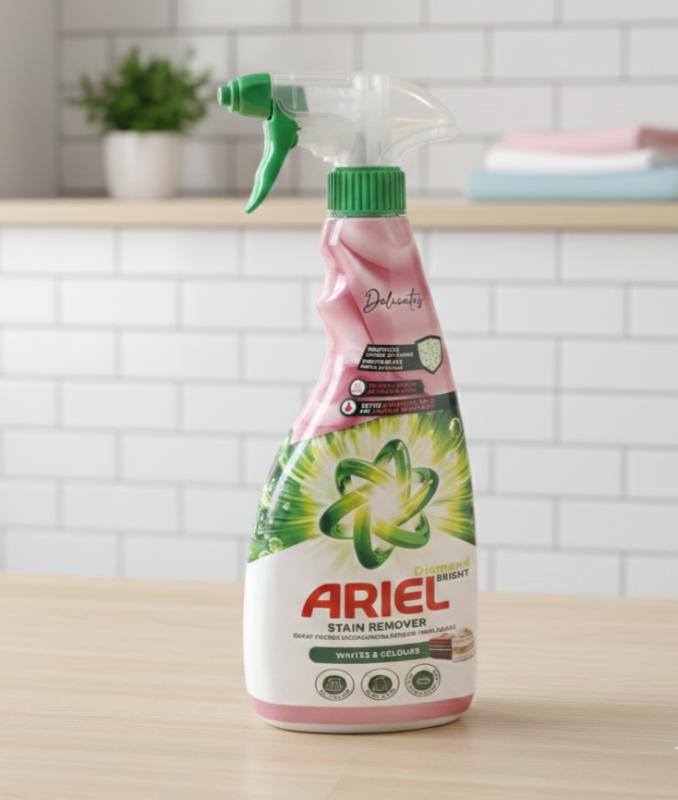 Ariel Diamond Bright Ragyogó  Gyémánt  Folteltávolító Spray Tökéletes megoldás a makacs foltok ellen (750 ml)