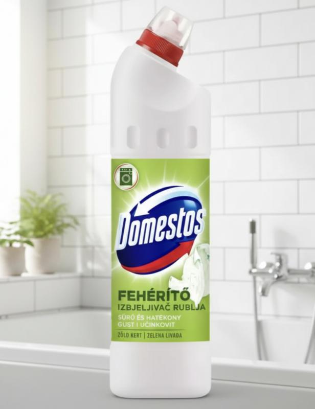 Domestos fehérítő zöld kert-Ragyogó Fehérség és Higiénikus Tisztaság Ruháknak  750 ml