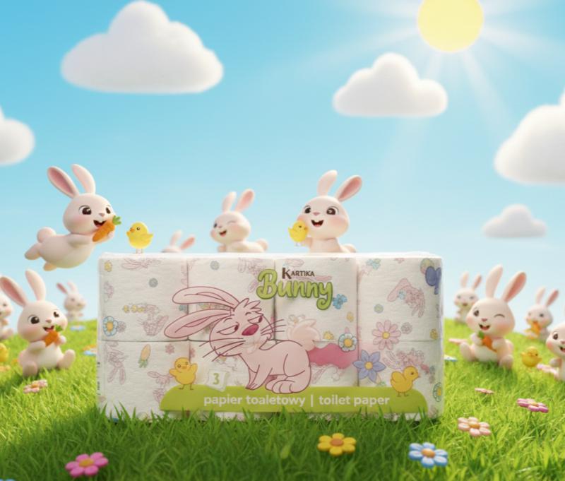 Kartika Bunny Nyuszi mintájú WC papír 3 rétegű (8 tekercses)