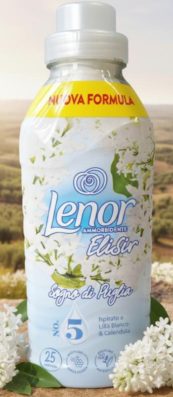 Lenor elisir Lillá Bianco &Calendula;-Fehér Orgona és Körömvirág-Természetes Harmónia textilöblítő koncentrátum 25 mosás 525 ml