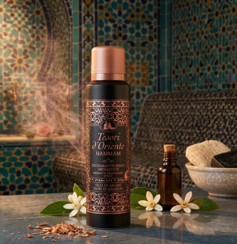 Tesori d’Oriente Hammam Spray Dezodor – 150 ml (Arganolaj és Narancsvirág Illat)