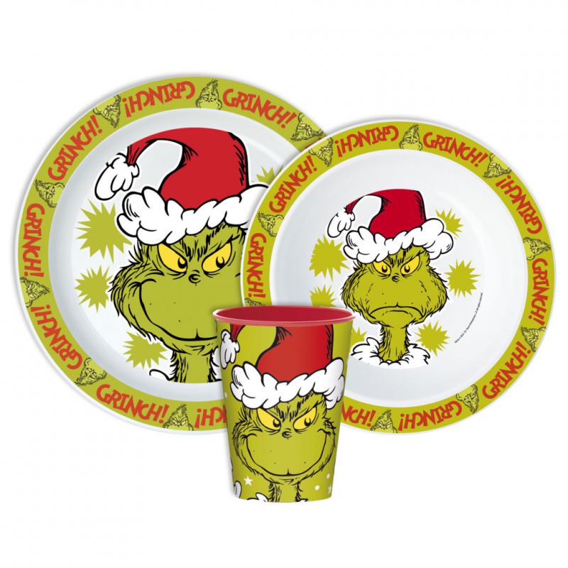 A Grincs Christmas Mischief étkészlet  micro műanyag szett bögrével 390 ml