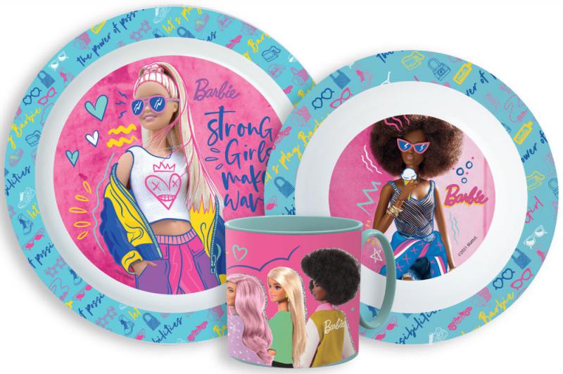 Barbie Stylish étkészlet  micro műanyag szett bögrével 265 ml