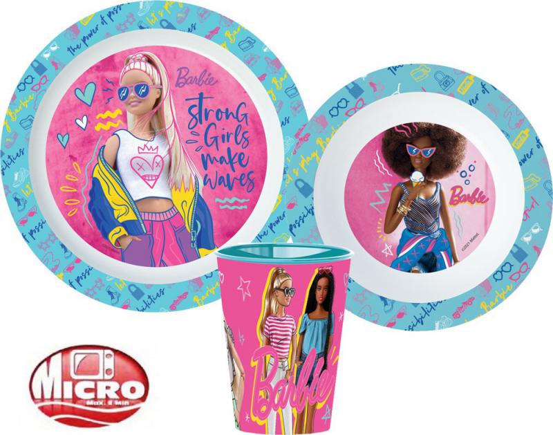 Barbie Stylish étkészlet  micro műanyag szett  pohárral 260 ml