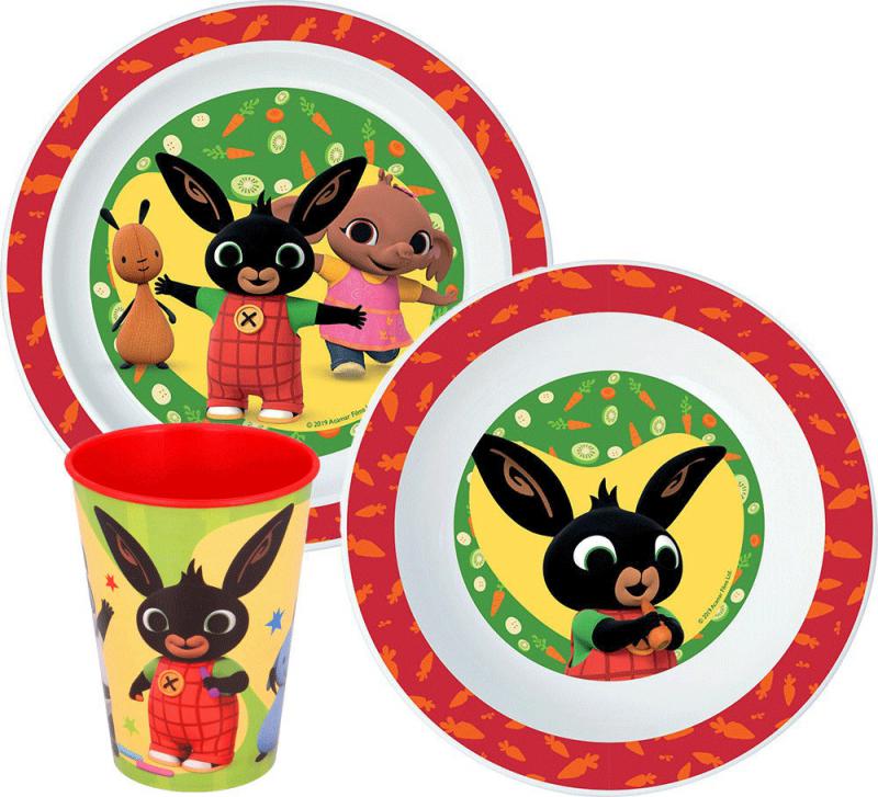 Bing Happy Bunny étkészlet  micro műanyag szett  pohárral 260 ml