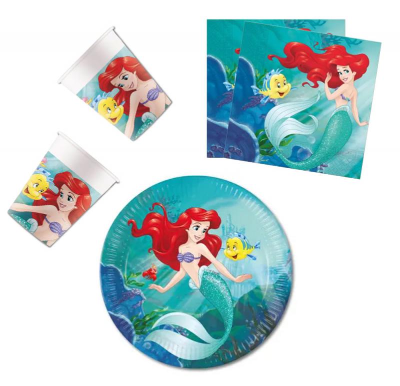 Disney Hercegnők  Ariel Curious party szett 36 db-os 23 cm-es tányérral