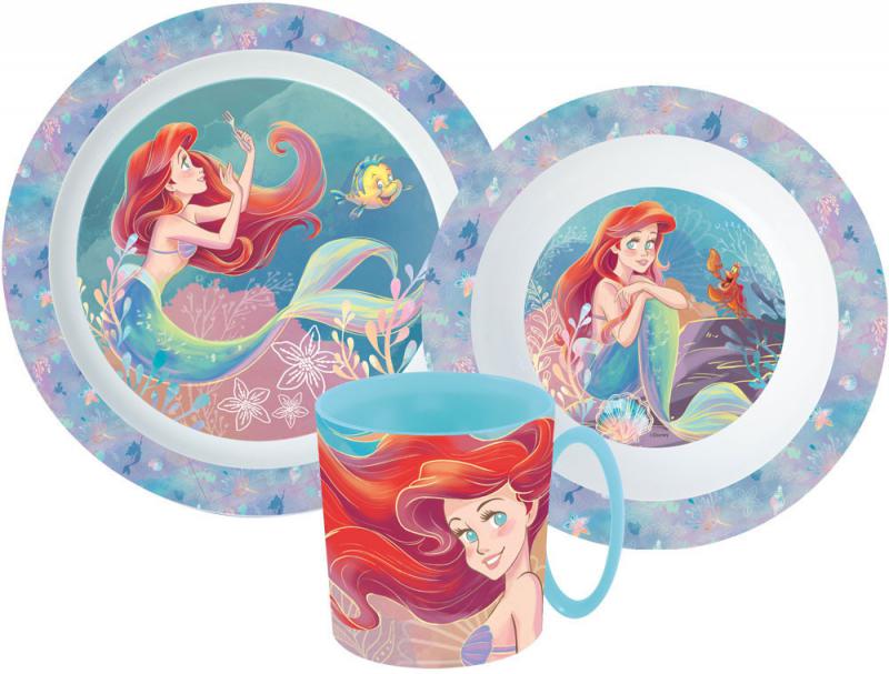Disney Hercegnők Ariel étkészlet  micro műanyag szett bögrével 350 ml