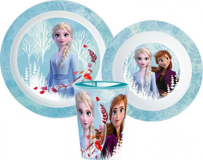 Disney Jégvarázs Blue Forest étkészlet  micro műanyag szett  pohárral 260 ml