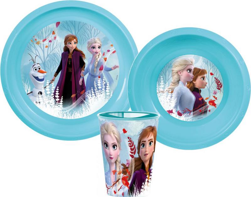 Disney Jégvarázs Enchanted étkészlet  micro műanyag szett Dobozban