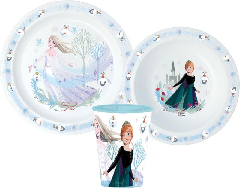 Disney Jégvarázs Royally Cool Karácsonyi étkészlet  micro műanyag szett   pohárral 260 ml