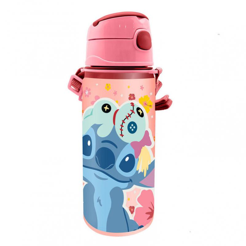 Disney Lilo és Stitch  A csillagkutya Scrump alumínium szívószálas kulacs akasztóval 600 ml