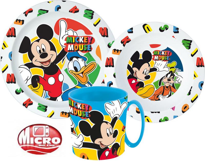 Disney Mickey Cool Summer étkészlet  micro műanyag szett bögrével 350 ml