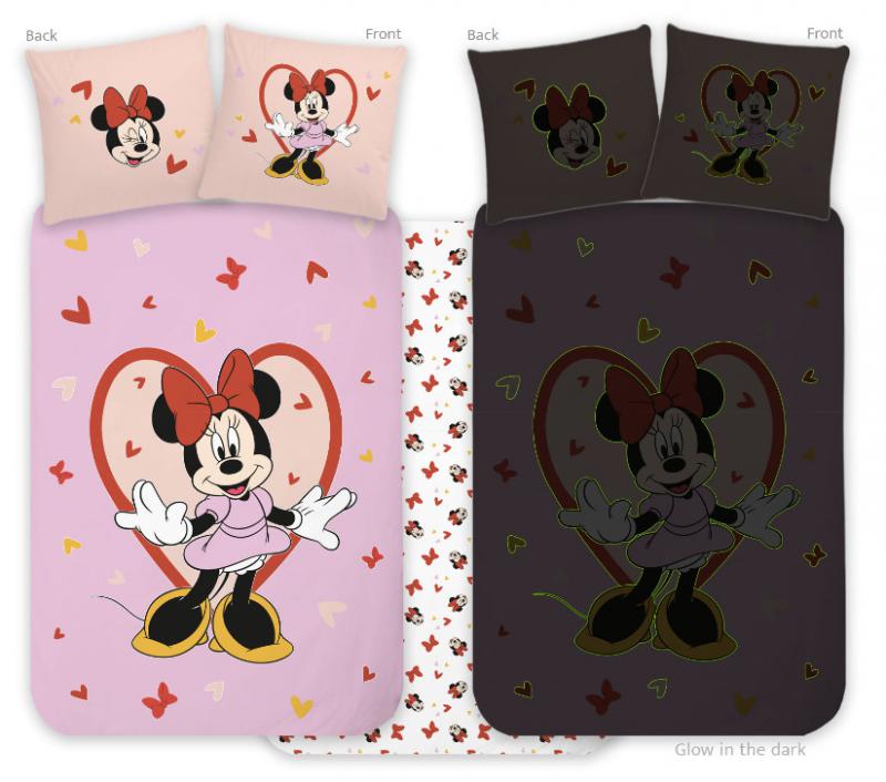 Disney Minnie Heart sötétben világító gyerek  ovis ágyneműhuzat 100x135cm  40x60cm