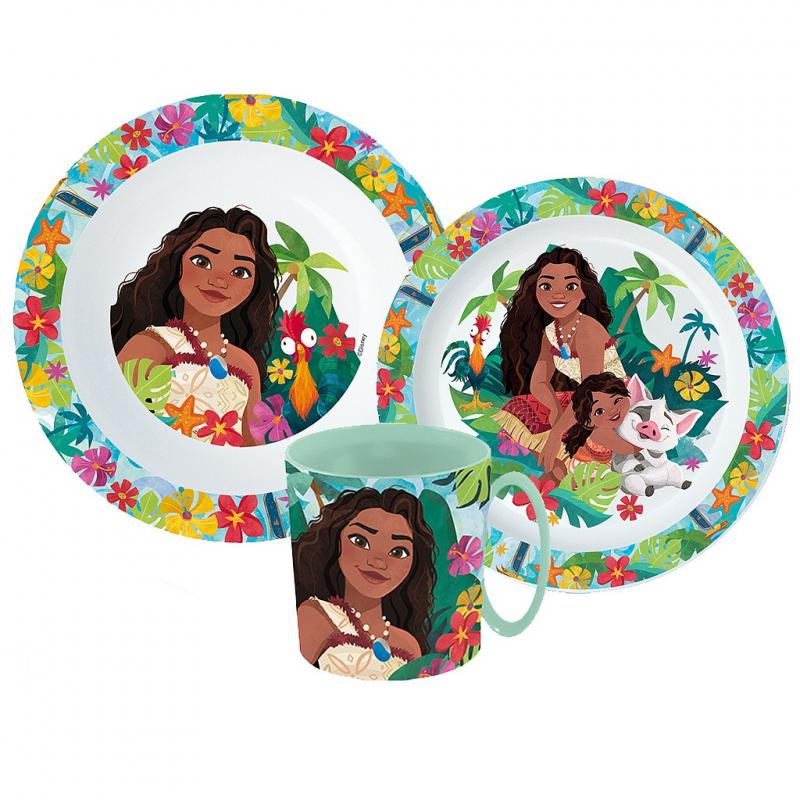 Disney Vaiana Lagoon étkészlet  micro műanyag szett bögrével 350 ml