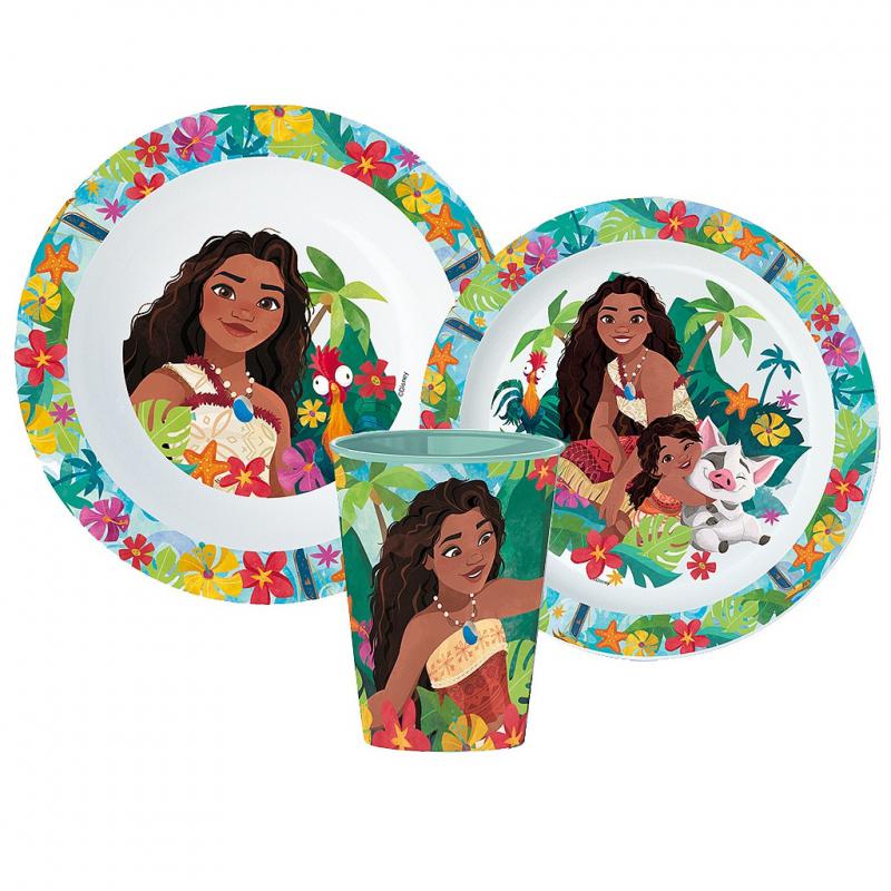 Disney Vaiana Lagoon étkészlet  micro műanyag szett pohárral 260 ml