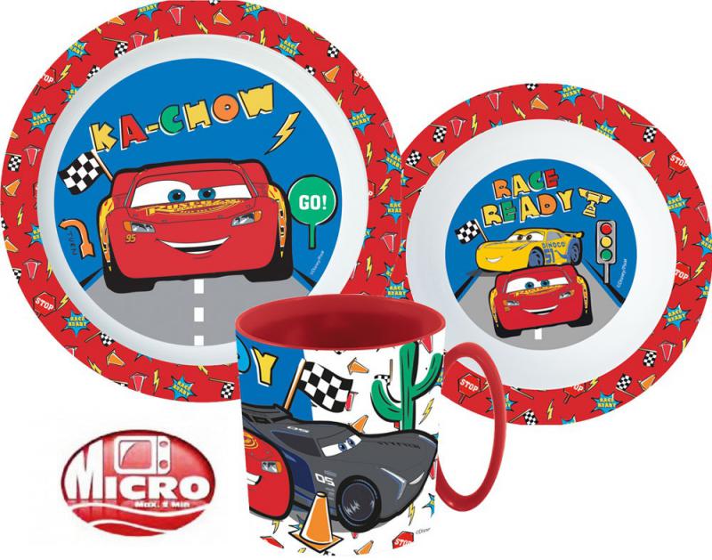 Disney Verdák Lets Race étkészlet  micro műanyag szett bögrével 350 ml