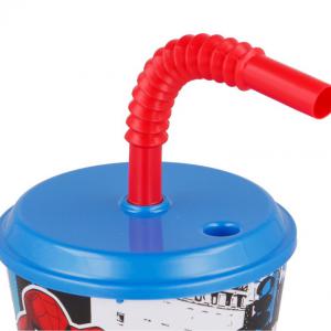 Pókember Streets szívószálas pohár  műanyag 430 ml
