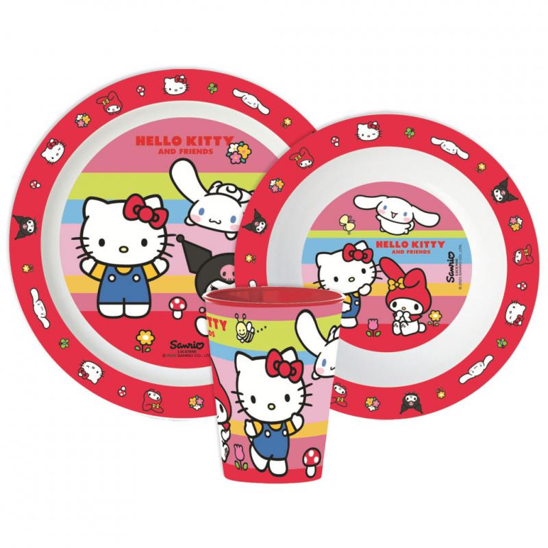 Hello Kitty And Friends étkészlet  micro műanyag szett   pohárral 260 ml