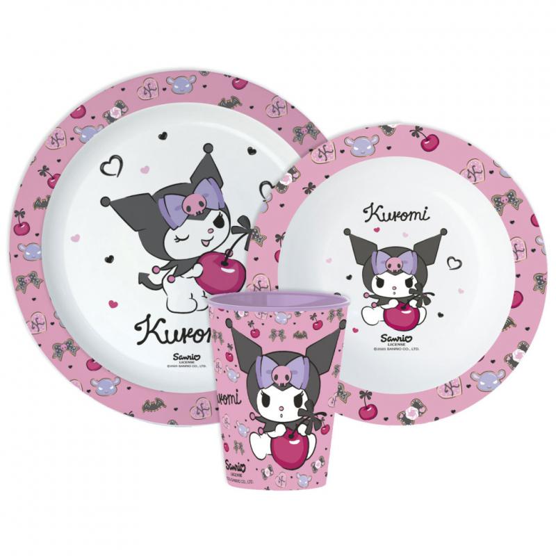 Hello Kitty Kuromi étkészlet  micro műanyag szett  pohárral 260 ml