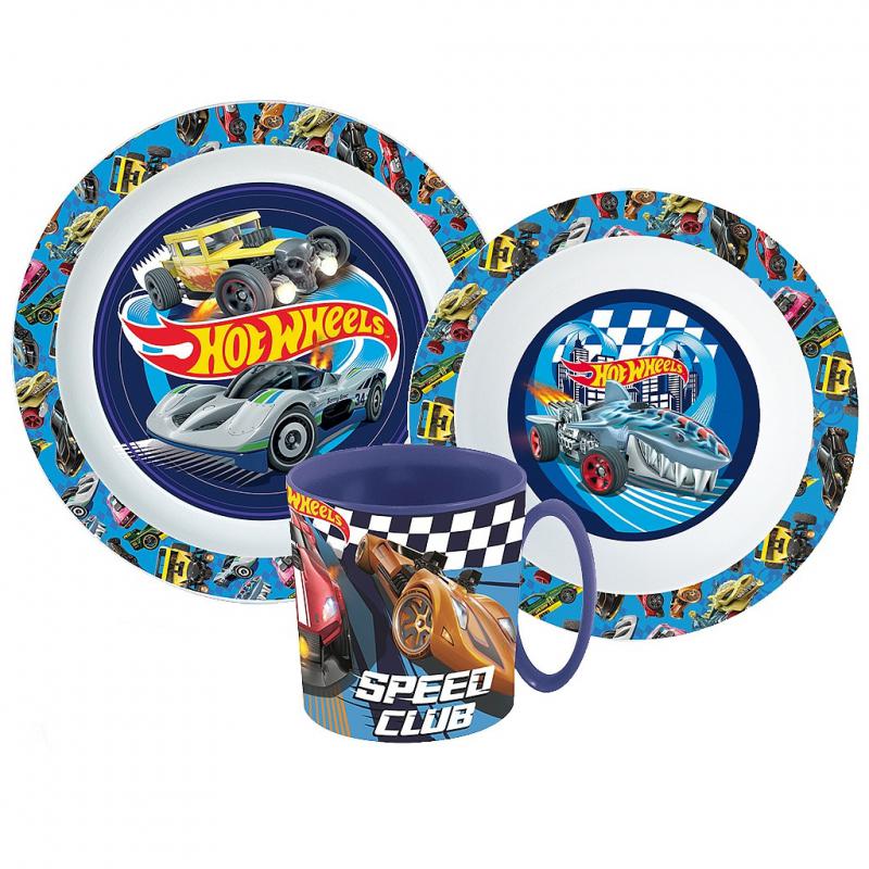 Hot Wheels Blue Fire étkészlet   micro műanyag szett bögrével 350 ml
