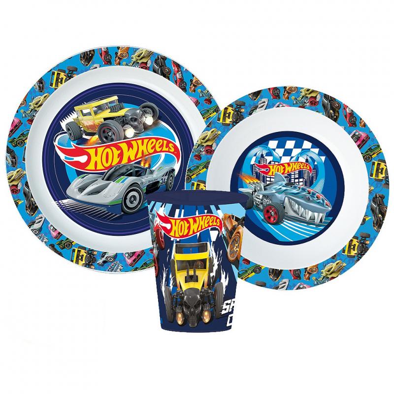 Hot Wheels Blue Fire étkészlet   micro műanyag szett pohárral 260 ml