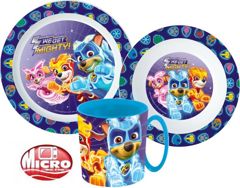 Mancs Őrjárat Mighty Pups étkészlet  micro műanyag szett bögrével 350 ml