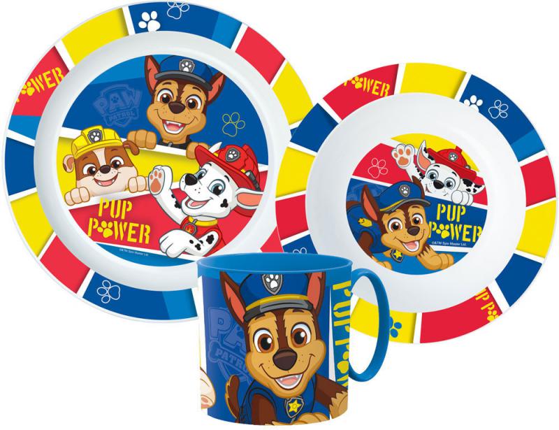 Mancs Őrjárat Pup Power étkészlet  micro műanyag szett bögrével 265 ml
