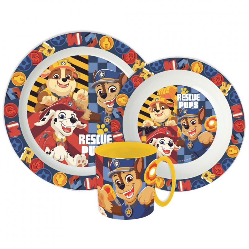 Mancs Őrjárat Rescue Pups étkészlet  micro műanyag szett bögrével 390 ml