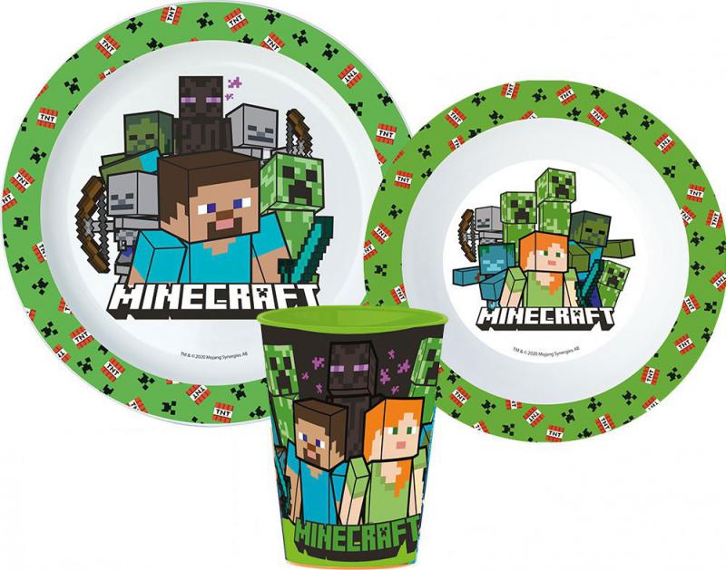 Minecraft Creeper étkészlet  micro műanyag szett  pohárral 260 ml