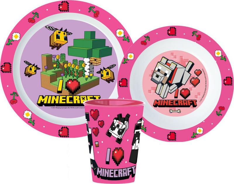 Minecraft Girls étkészlet  micro műanyag szett  pohárral 260 ml