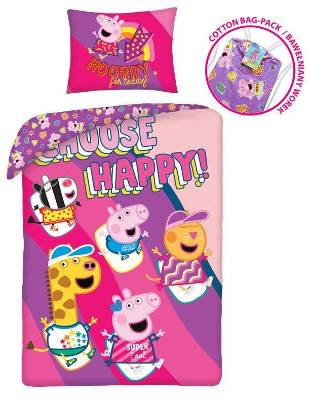 Peppa malac Choose Happy ágyneműhuzat 140×200cm  70×90 cm