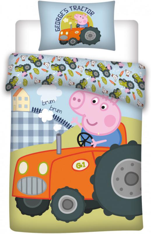 Peppa malac George's Tractor gyerek  ovis ágyneműhuzat 100×135cm  40×60 cm